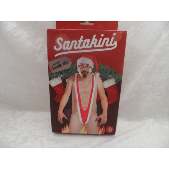 Mens Borat Style Christmas Santakini W/ Hat Red & White Santa Novelty Costume - Picture 1 of 5